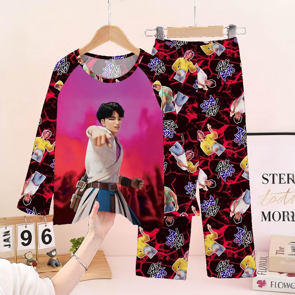 New Demon Hunters Children's Pajamas Long Sleeve Cartoon Girls Babies Middle and Older Children's Loungewear Set