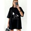 Oversized T-Shirt Black Wolf Graphic And Into The Forest I Go To Lose My Mind And Find My Soul Print Casual Streetwear For Women