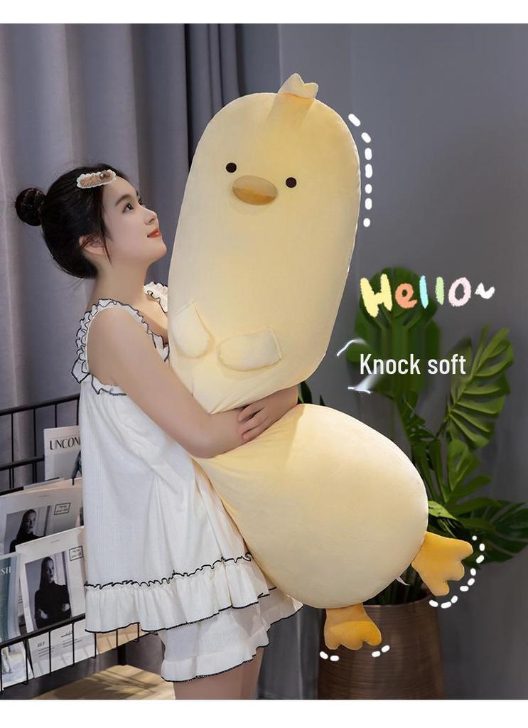 Yellow Chicken Hugging Pillow - Male & Female Plush Long Cushion Doll
