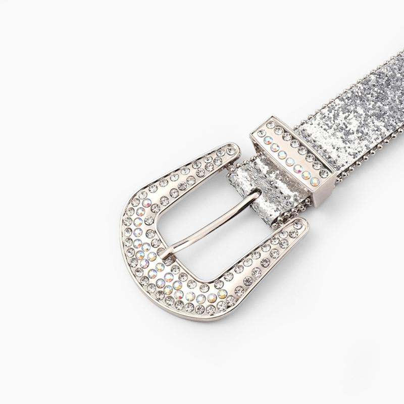 Elegant Rhinestones Belt For Women PU Leather Waistband With Adjustable Length And Sparkling Design