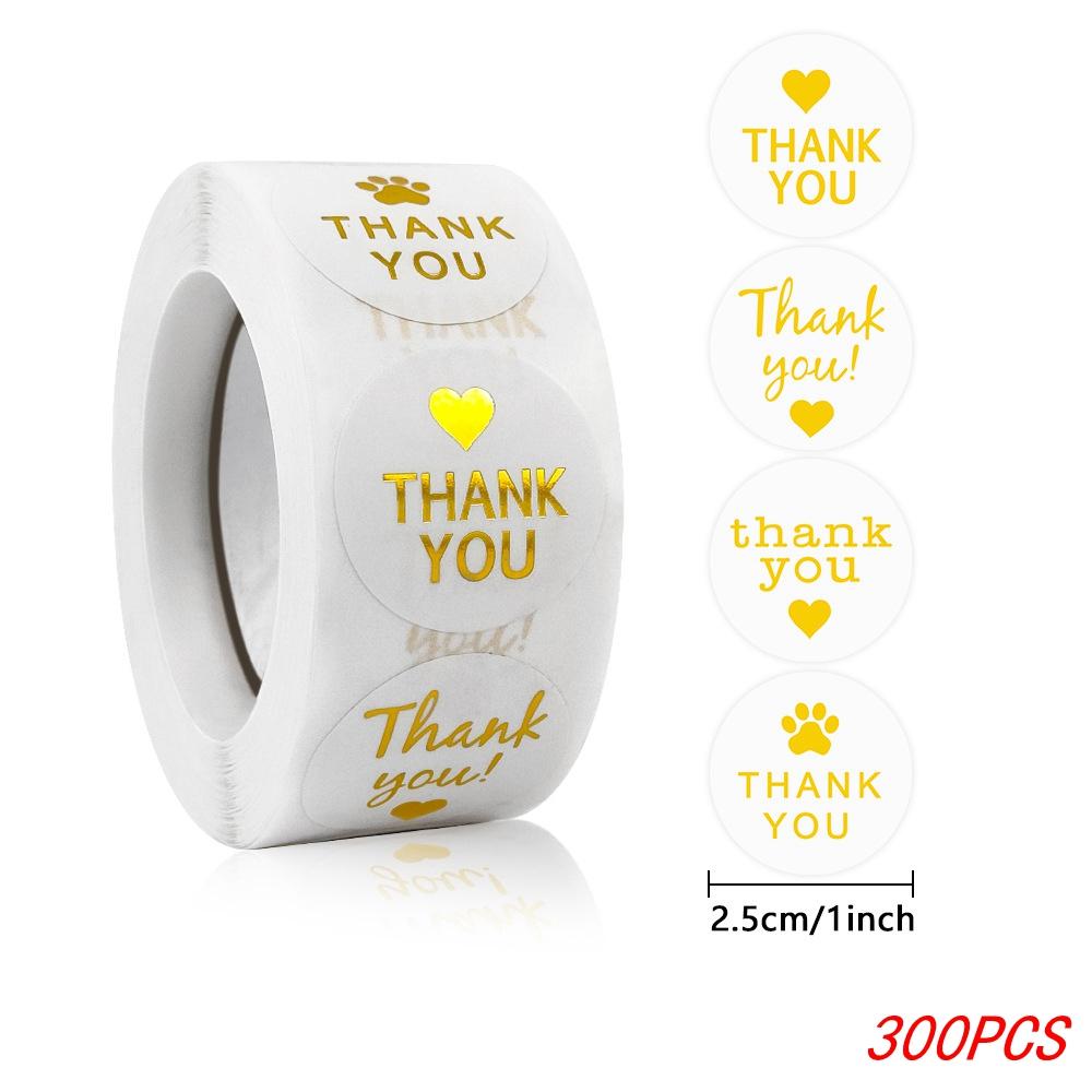 100-500Pcs 1Inch/2.5CM Golden Thank You Stickers For Gift Card Box Package Party Wrapping Decorate Baking Food Small Business