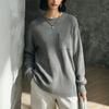 Ladies Long Sleeve Round Neck Knitted Sweater with Pocket Lazy Style Cotton Blend Comfortable Fit Autumn Winter Arrival