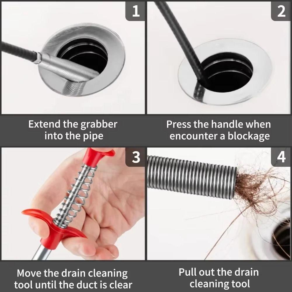 Flexible Design Pipeline Dredging Tool Spring Grip Sewer Cleaning Picker Kitchen Sink Cleaning