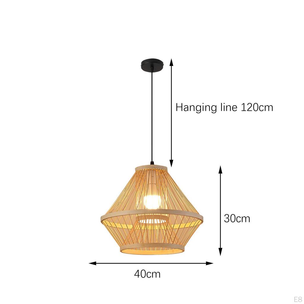 Bamboo Woven Pendant Lamp Light Rustic Weave Ceiling with Adjustable Cord for