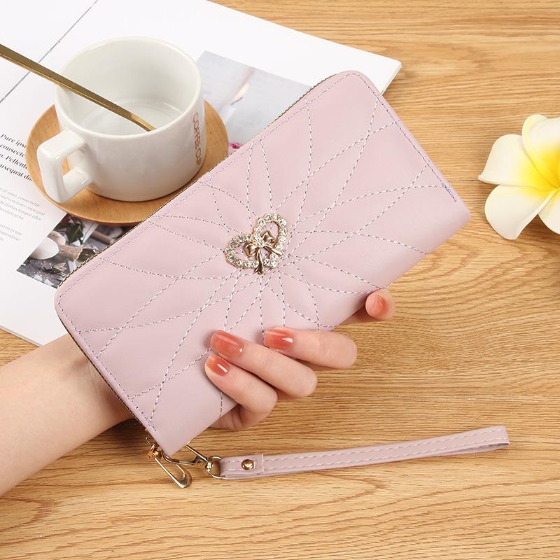New Women's Long Wallet Simple Single Zipper Women's Bag Change Bag Multi-card Wallet Card Bag