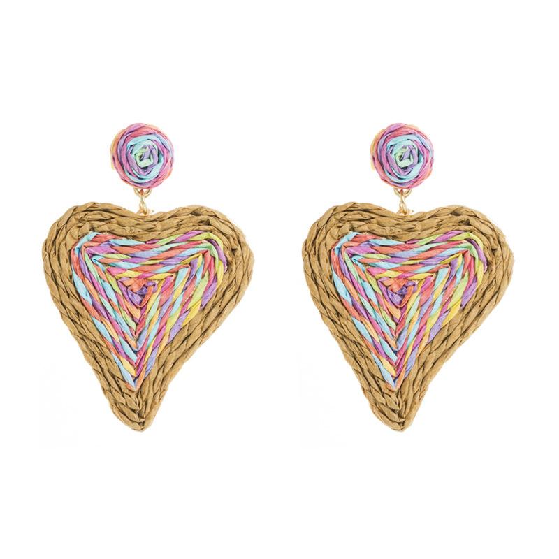 Women's Beach Breeze Love Style Earrings Hand-woven Sweat Candy Color Drop Earrings Eardrop