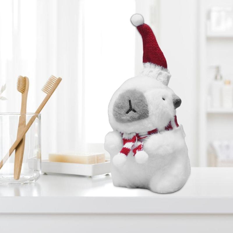 Christmas Capybaras Plush Toy Keychain Soft Doll Pendant Soft Hanging Ornament Suitable for Car Keys and Backpack Decors