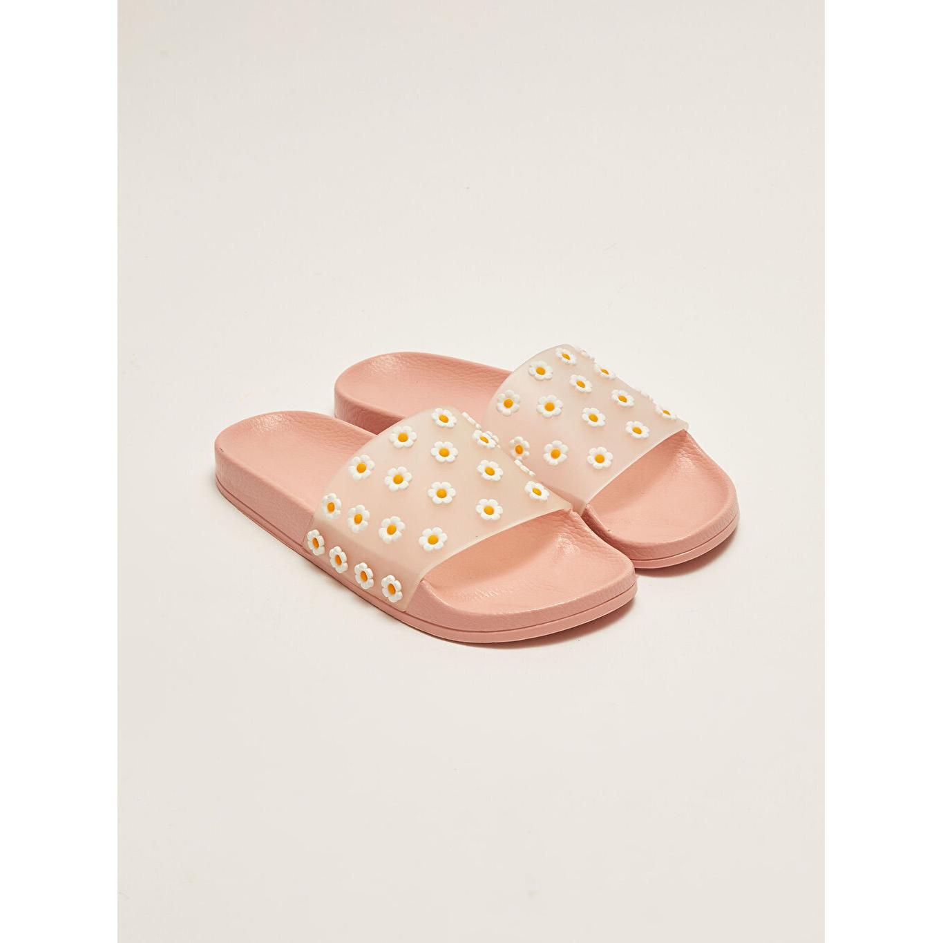 

Женские тапочки с принтом ромашки розовые