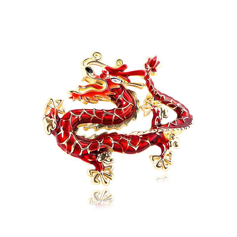 Retro Drip Oil Cartoon Dragon Brooch - Men's Suit Pin Accessory