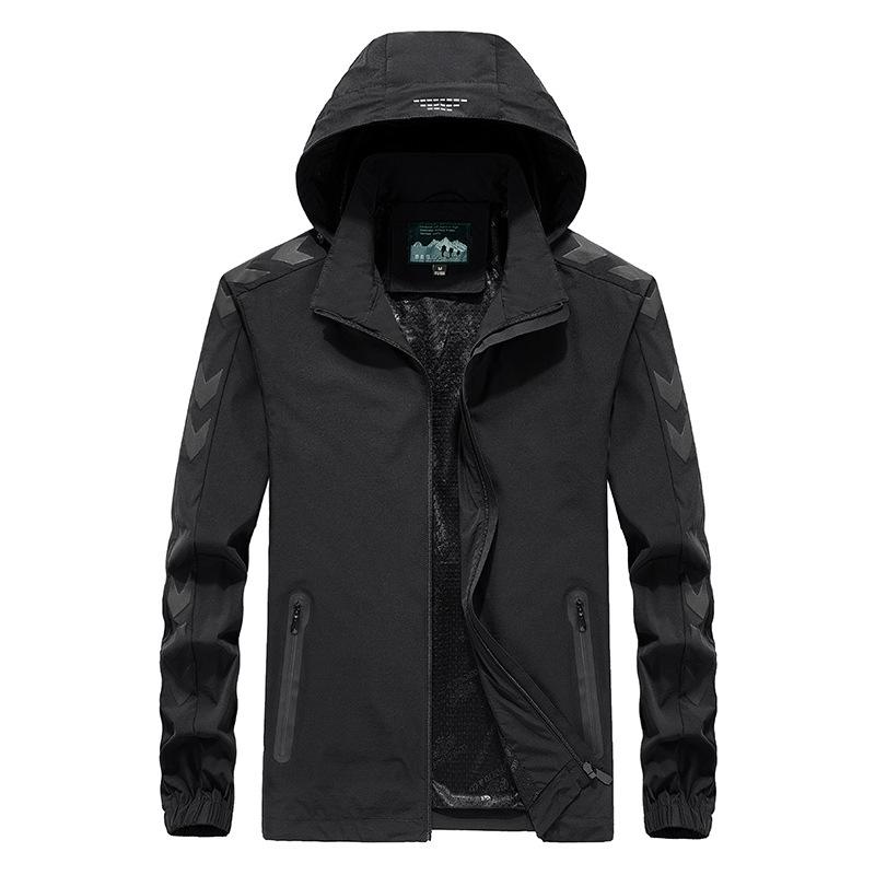 

Весенне-осенняя мужская куртка для активного отдыха, быстросохнущая, эластичная, с капюшоном, свободная, большого размера, ветрозащитная, повседневная куртка 5XL чёрный