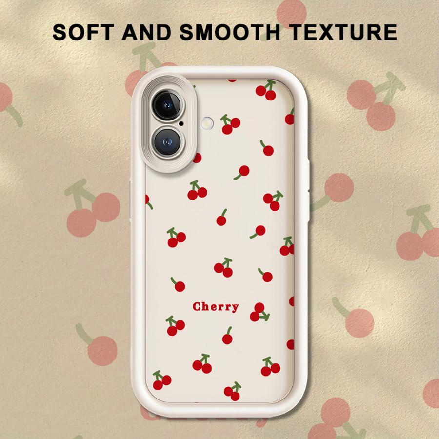 Case for iPhone 17 Pro Max Air 13 16 15 Plus 17e 11 14 12 Pro Phone Cover Cute Cartoon Cherry Lichee Pattern