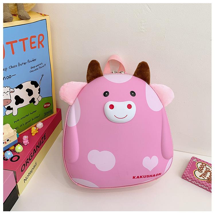 

School bag new bag cow hard shell cartoon cute school bag boys and girls foreign trend school bag casual рожевий