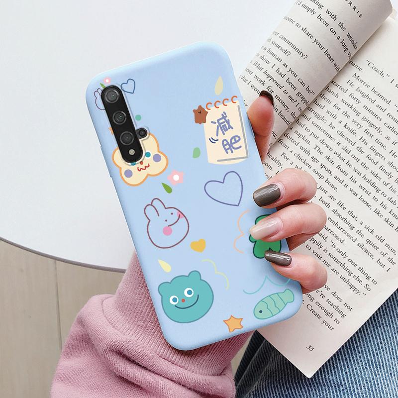Flowers Funda For Huawei Nova 5T Capa NOVA5T 5 T Phone Case Soft Silicone Cute Cat Bear Back Cover For Nova5 T Coque Bag Fashion