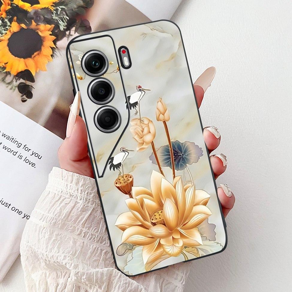 For Tecno Camon 40 Case CM5 Silicone Cute Cat Fashion Flowers Funny Painted Back Cover For Techno Camon 40 Phone Case Bumper