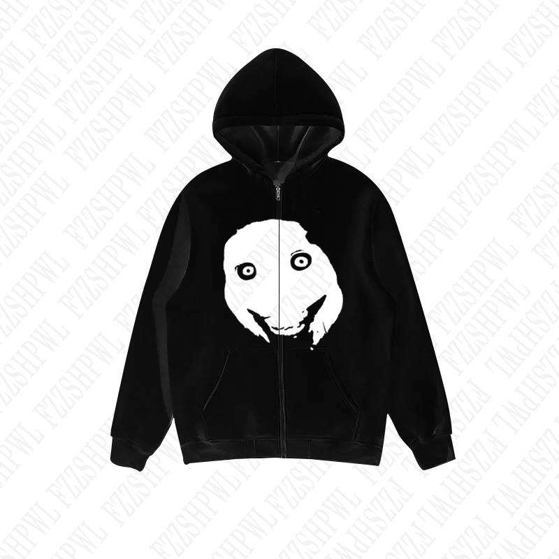 Fashion Kawaii Aesthetics Graphic Print Y2K Hooded Sweatshirt Hip Hop Punk Loose Long sleeve Top Rock Goth Vintage Chic Pullover