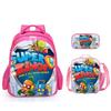 Super Zings Burden Reduction Lightweight School Bag + Meal Bag + Pencil Case Cartoon Printing Pattern - Three-Piece Straight Set