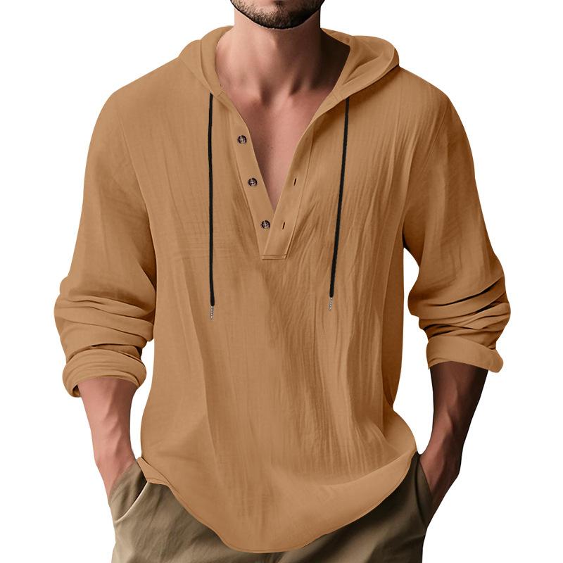 Men S Hooded Long Sleeve Loose Casual Pullover T Shirt