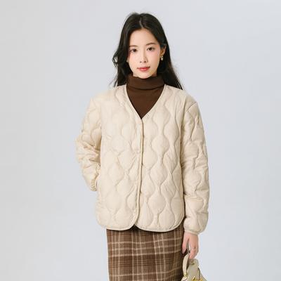 Giacca leggera in piumino a forma di zucca nuova per l'inverno da donna corta leggera fodera in piumino scollo a V casual giacca giacca