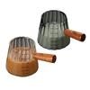 1pcs Wooden Handle Small Milk Coffee Cups Italian Glass Coffee Measuring Cup Vertical Milk Cup, Mini Milk Jar and Cup