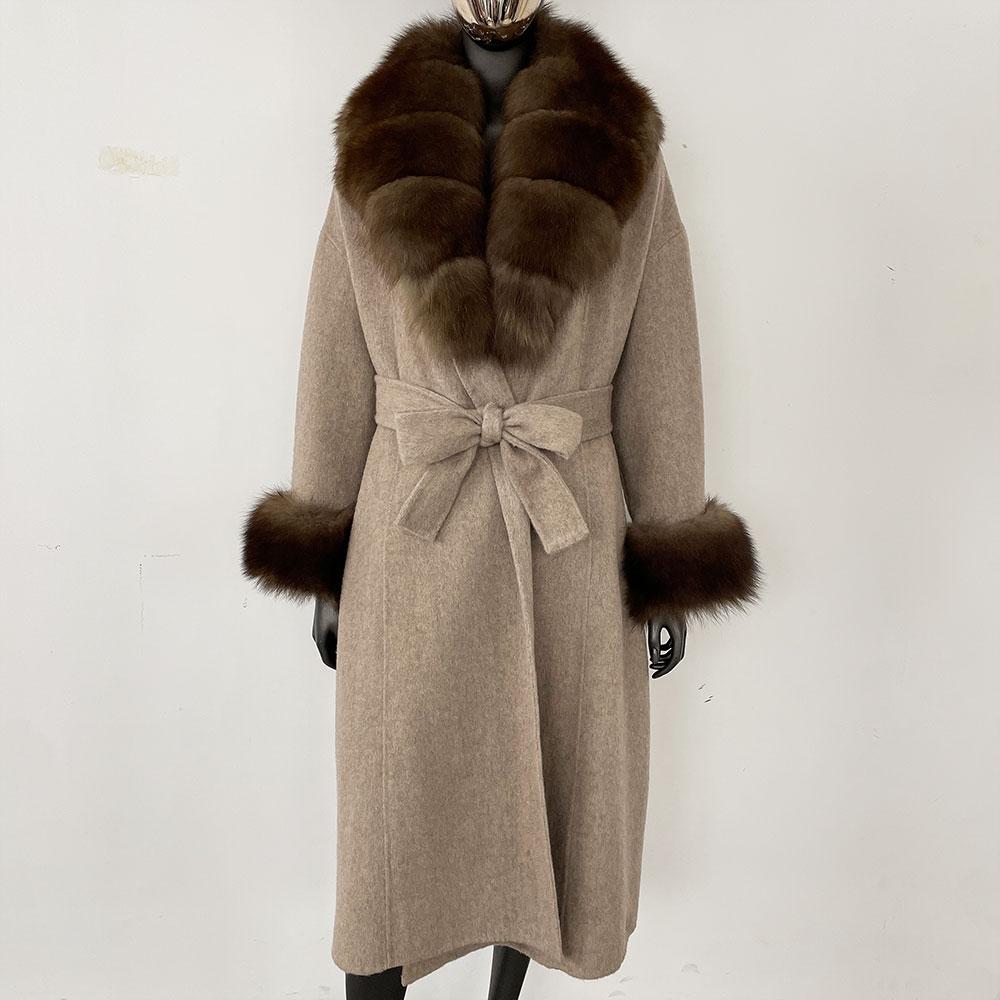 OFTBUY Wool Coat Women 2024 Autumn Winter Real Fox Fur Jacket Female Long Warm Natural Fox Fur Collar Fur Cuffs Coat Woolen Coat