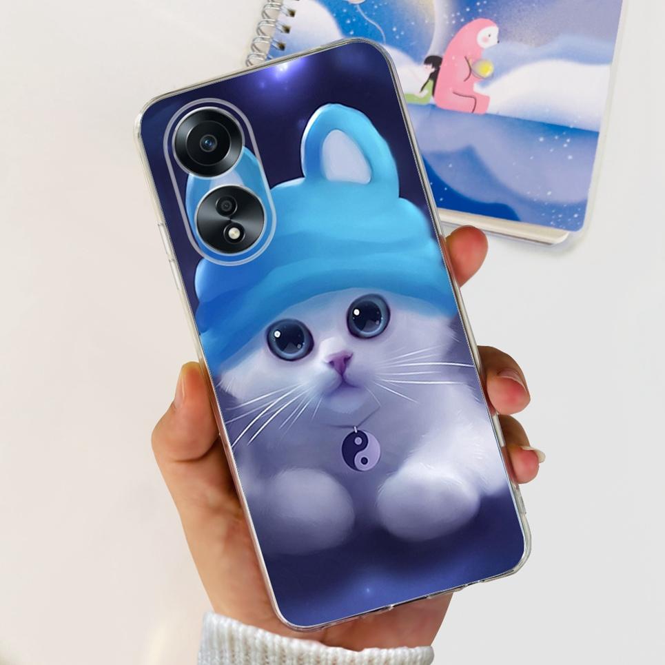 For Cover Oppo A58 4G CPH2577 Case Love Heart Butterfly Cover Shell For Oppo A78 5G 4G CPH2565 Soft Clear TPU Bumper Etui