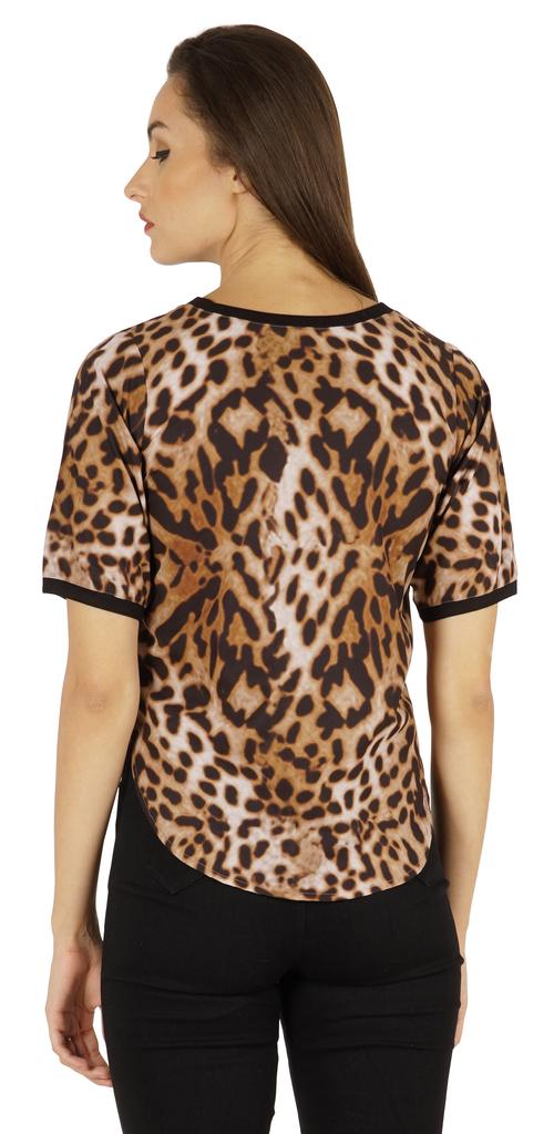 Inkmeso Rundhals Lässige T-Shirts Für Damen Bedruckt Normale Passform High-Low Saum