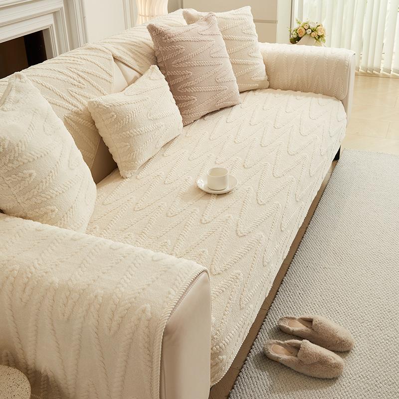 Cotton Velvet Warm Sofa Cushion Modern Light Luxury Thickened Plush New  Winter Leather Sofa Cover Cover Cloth Towel