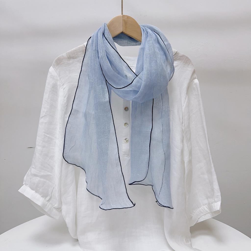 Solid Color Extended Rhombus Scarf Japanese Literary Sunscreen Silk Scarf Irregular Linen Neck Shawl Women