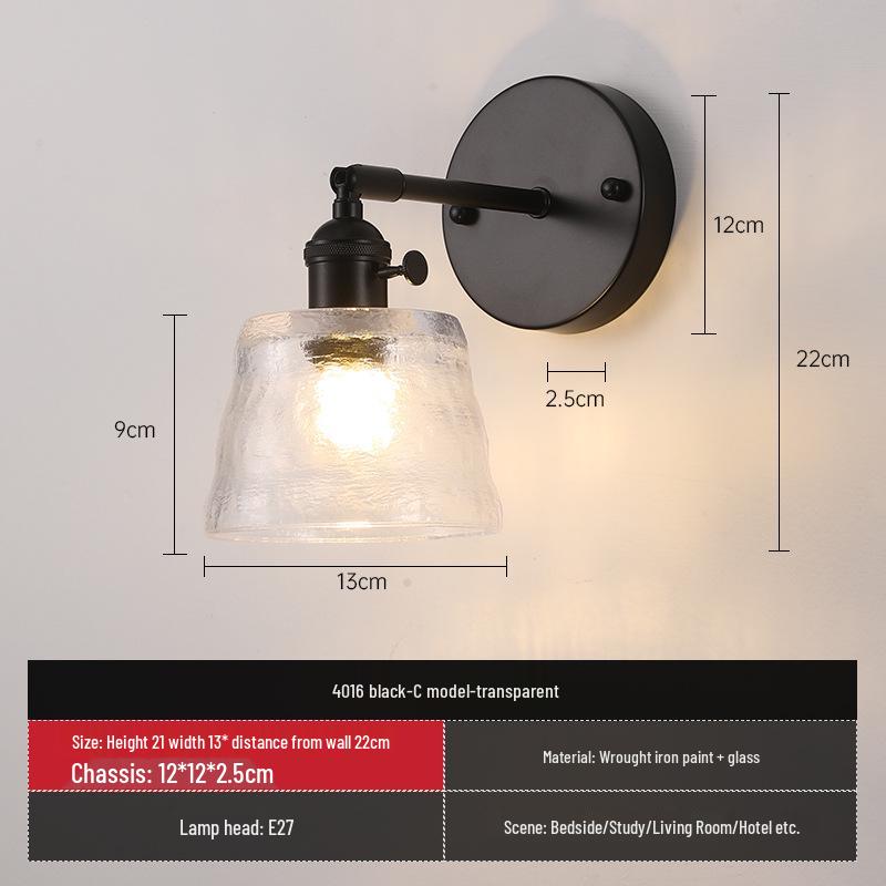 Vintage Japanische Grüne Glas Schmiedeeisen Wandleuchte - Nordische Moderne Nachttisch- & Schminktischleuchte