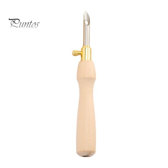 Embroidery Needle Wooden Handle Embroidery Punch Needle Pen Weaving Tool for DIY Craft Stitching Applique