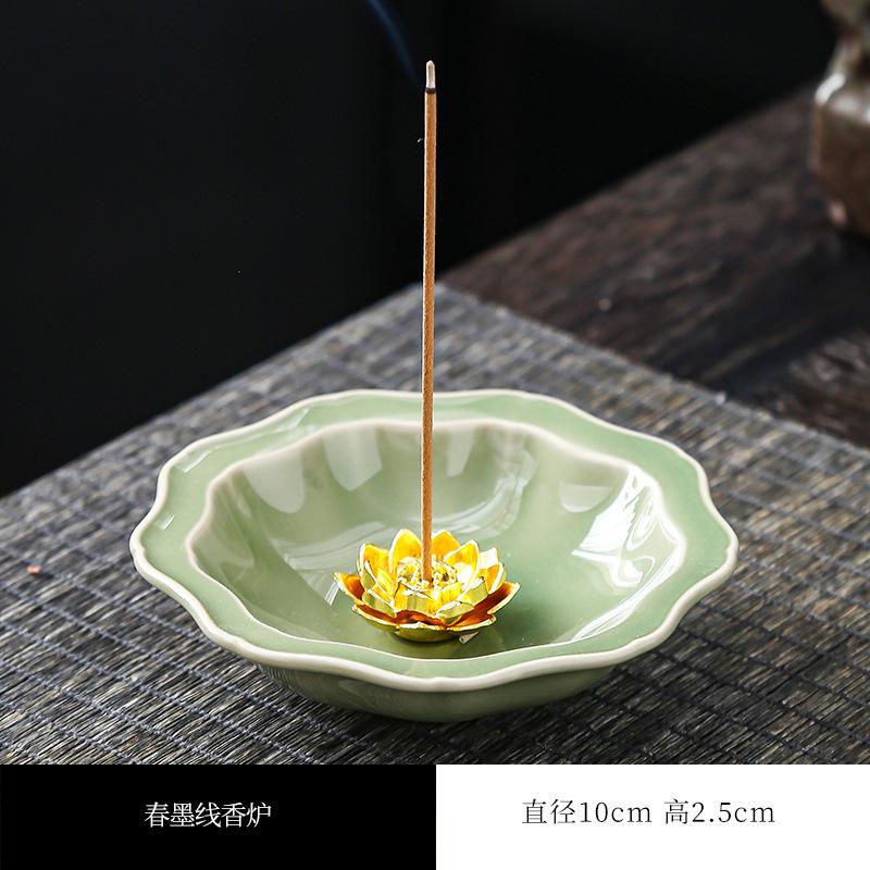 Four Seasons Flower Plate Incense Holder Handmade Mist Smoking Steamers Incense Burners Meditation Censer Buddhism Craft Gift