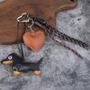 Dachshund Keychain Pendant Faux Leather Pendant, Cartoon Dog Hanging Decor with Braided Rope, Handbag Decorative Accessories Metal Carabiner Charm