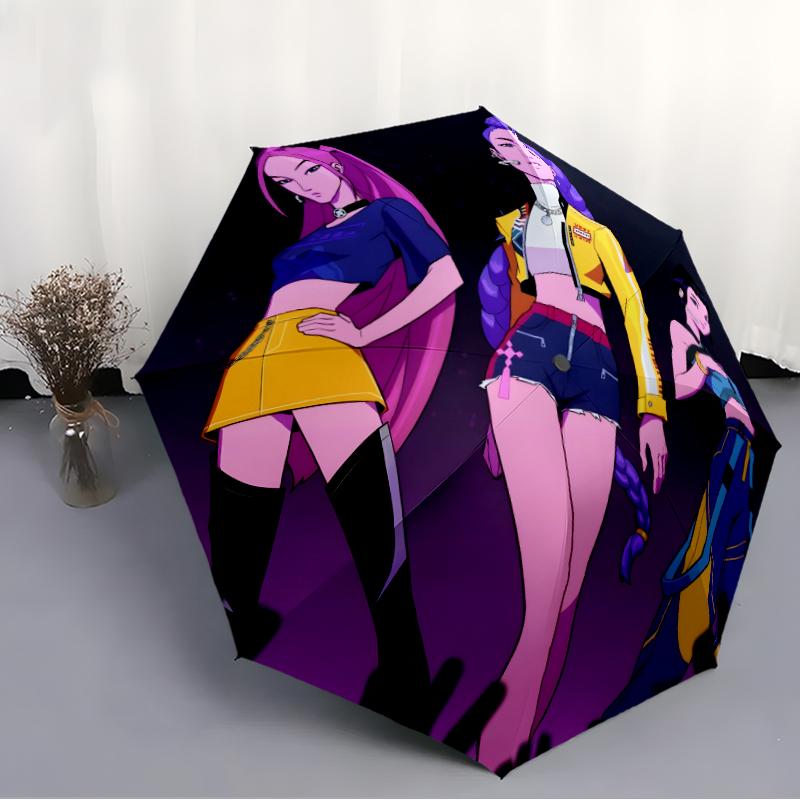 KPOP Hunter Fashionable Automatic Opening/Closing Folding Umbrella. Portable and Foldable, Ideal for Gift, Travel, and Daily Use.