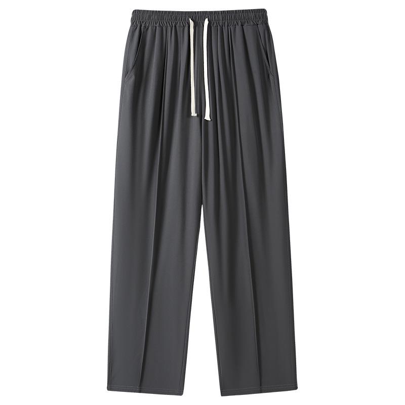 Men's Summer Lightweight Wide-Leg Ice Silk Pants - Casual Loose Fit Trousers