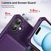 ZM11 For iPhone 16 Case Card Slot Kickstand PU+TPU Phone Cover