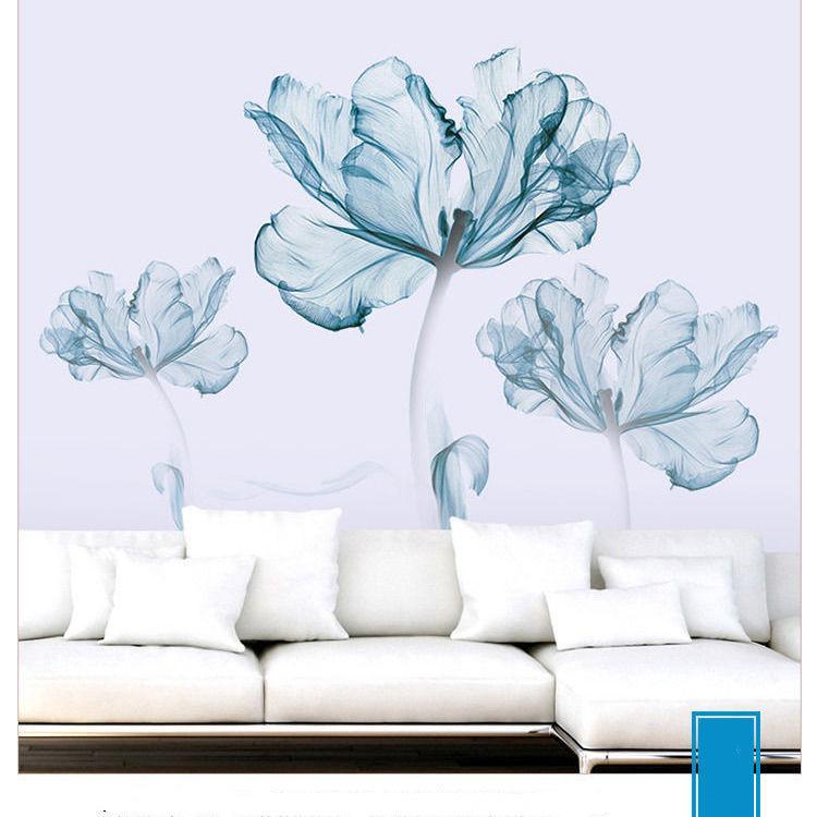 Adesivos de flores para sala de estar, fundo de parede, adesivos de decoração de parede para quarto, papel de parede autoadesivo