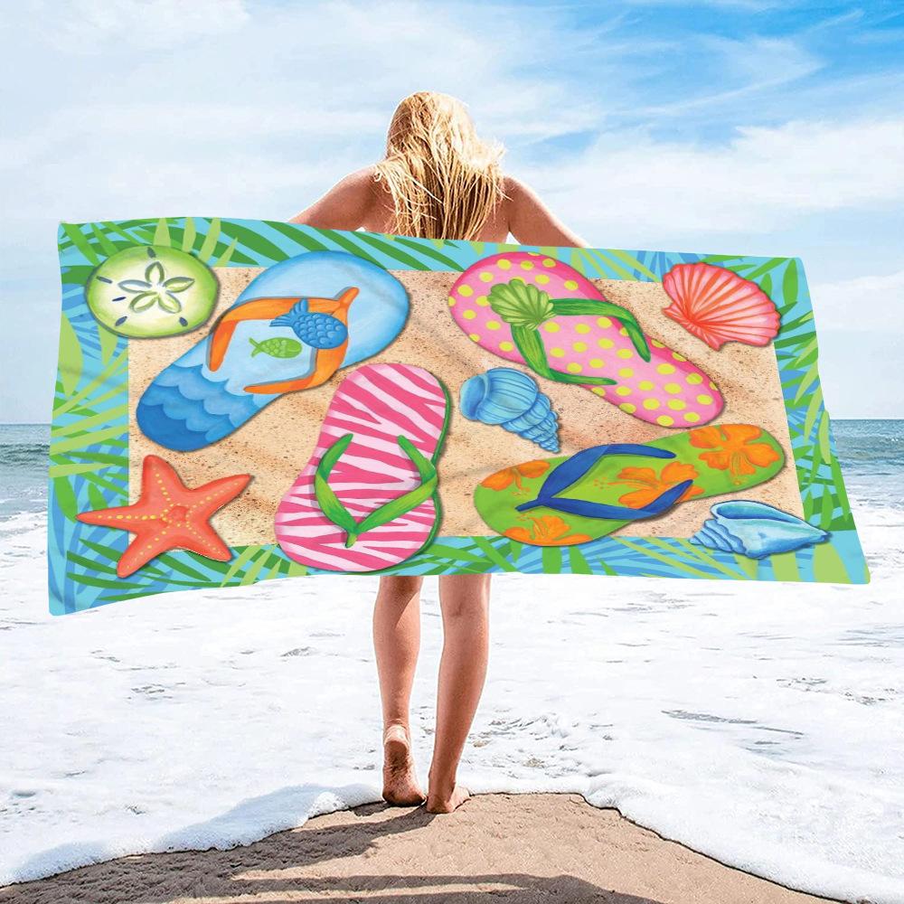 Beach Sandals Collection digital-printed polyester Superfine fiber double-sided fleece Beach vacation bath towel beach towel