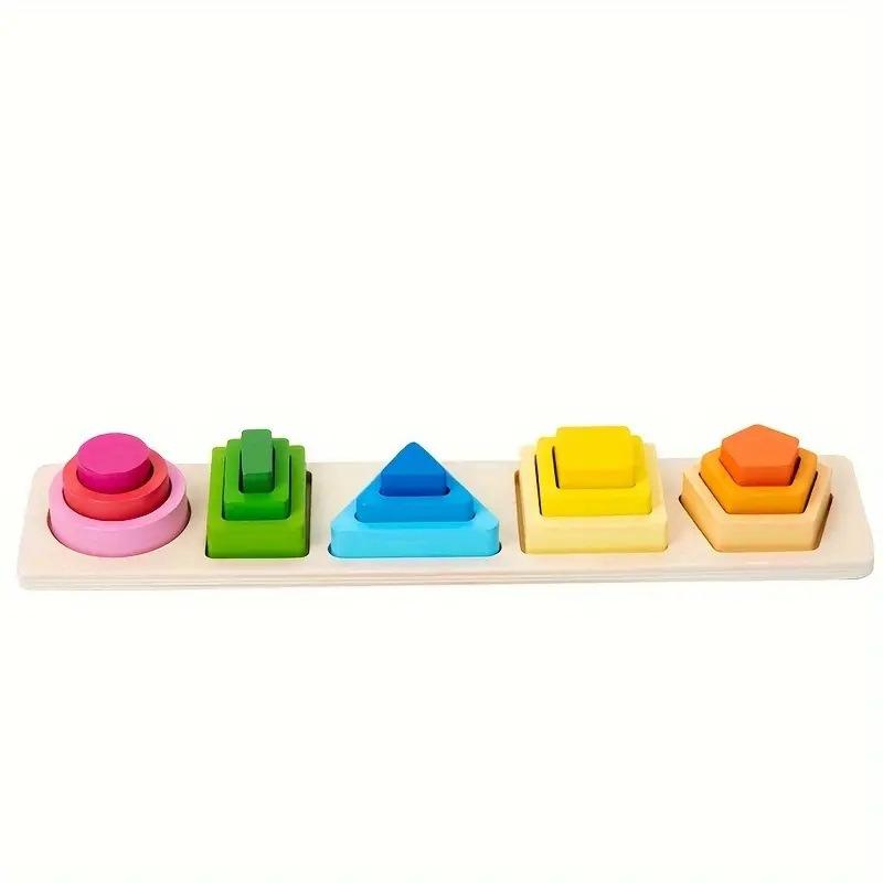 

Montessori Wooden Toys Color Shape Matching Puzzle Game Colorful Beaded Color Cognition Early Educational Toys Gift for Children