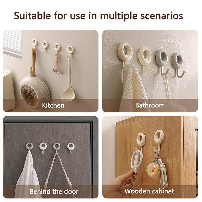 4Pcs Hook Strong Adhesive Sticker Wall Hang Load-Bearing Hook No Nail Traceless Door Back Hook No Punch Sticky Hook Key Hanger
