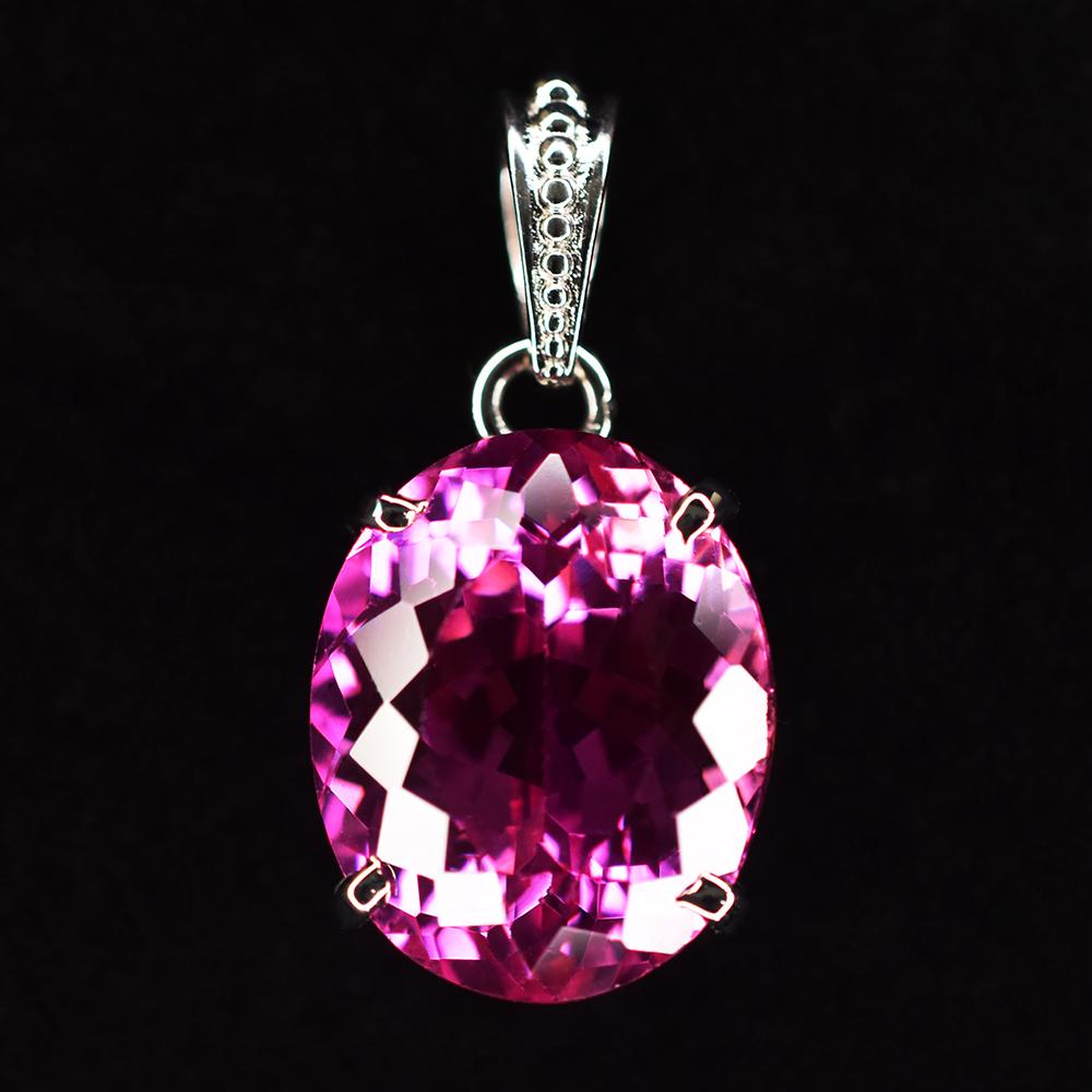 Natural Pink Sapphire Pendant 30 Ct Oval 925 Sterling Silver CERTIFIED For Gift my.pd-20-k