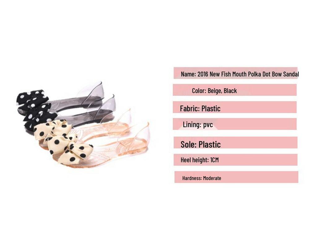 Damen Pünktchen Schleife Flache Jelly Slip-On Sandalen