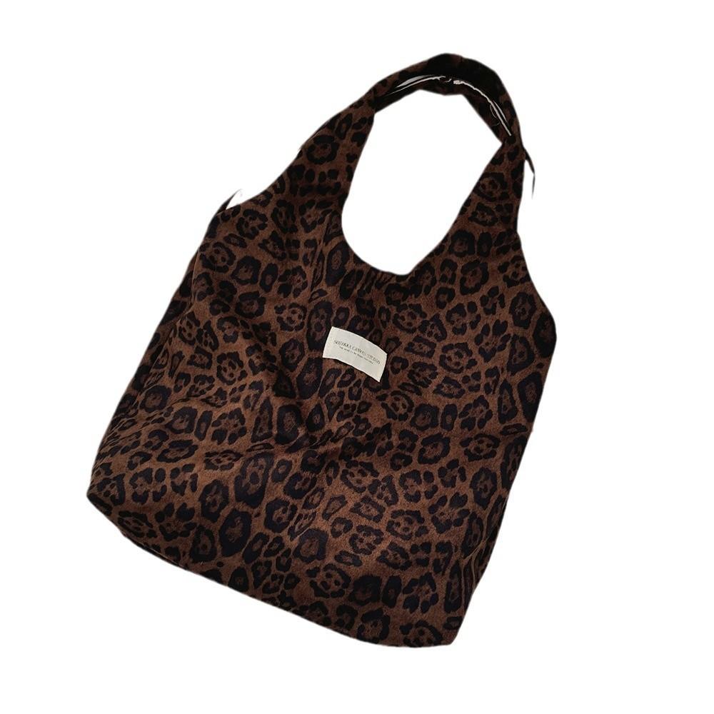 Stylish Large Capacity Suede Leopard Print Tote Bag For Women Versatile Bag Design