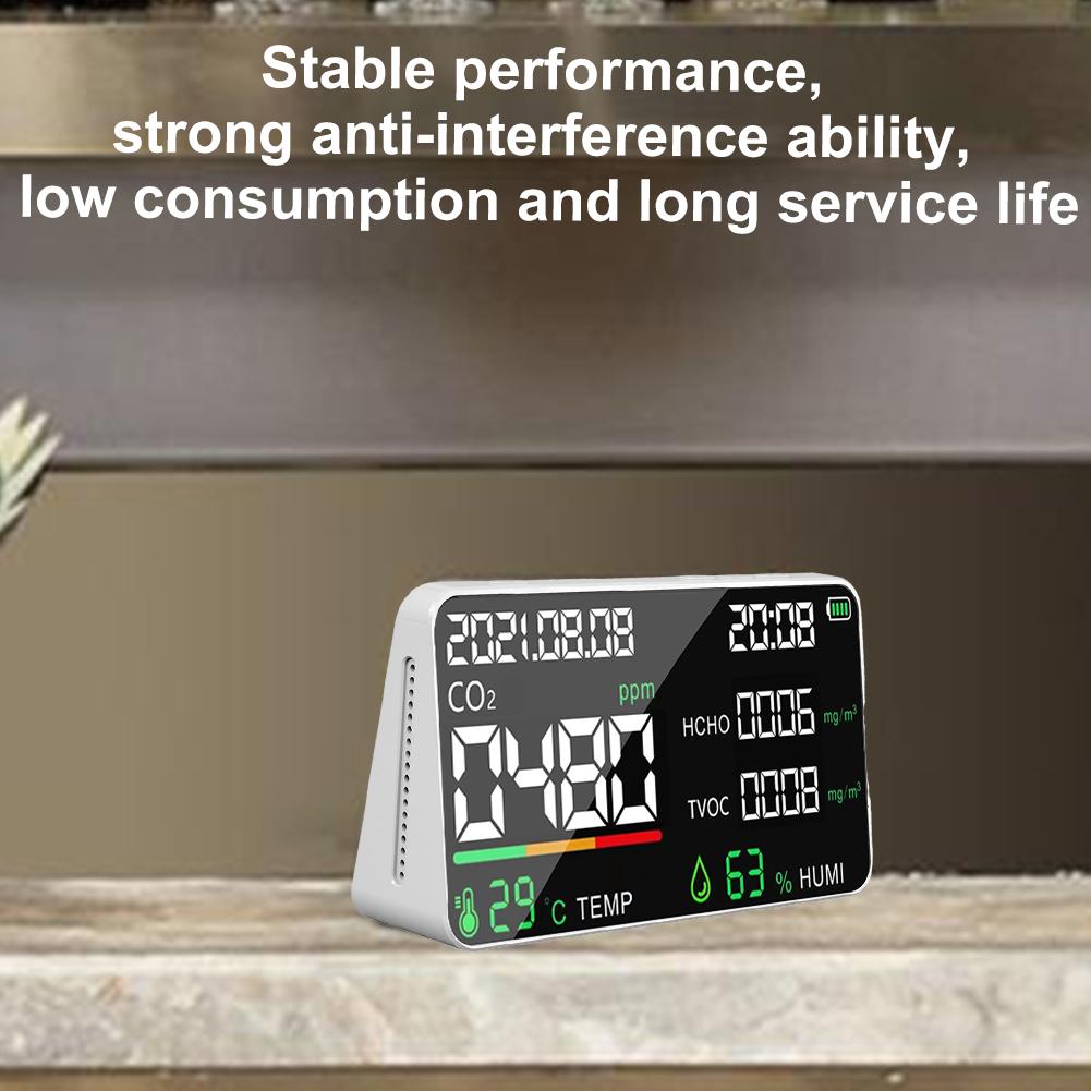 Air Quality Monitor Room Temperature Humidity Meter USB Rechargeable Formaldehyde Tester CO2 Detector for Home Office