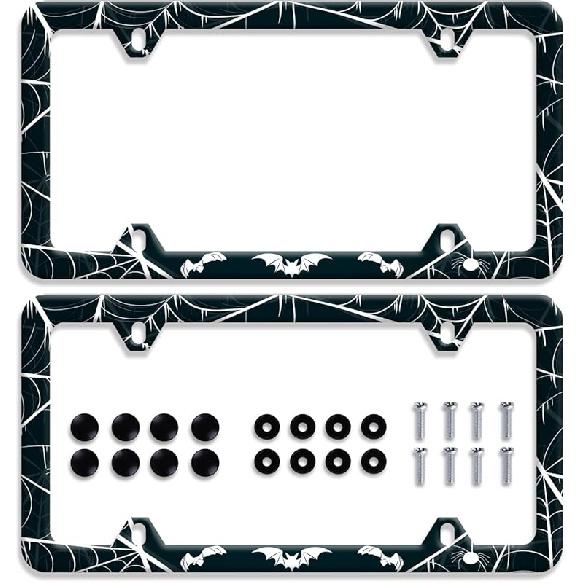 Moon License Plate Frame Starry Sky Moon Phases License Plate Stainless Steel Car Accessory Personalize Funny License Plate Holes Screws Decorative