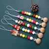 Silicone christmas Beads Pacifier Clips Wood Chew Dummy Chain Holder Infant Soother Chains Nipple Holder Baby Teething Toy Gifts
