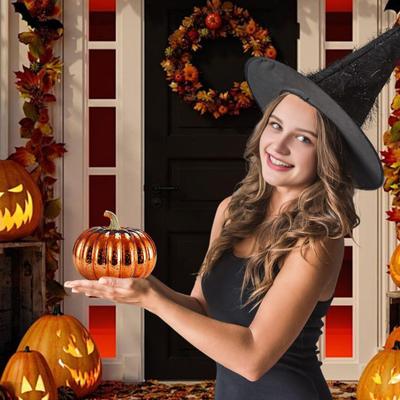 Szklana Dynia Światło Zasilane Bateryjnie LED Podświetlana Latarnia Dyniowa na Halloween Jesień Święto Dziękczynienia Dekoracja Biurka
