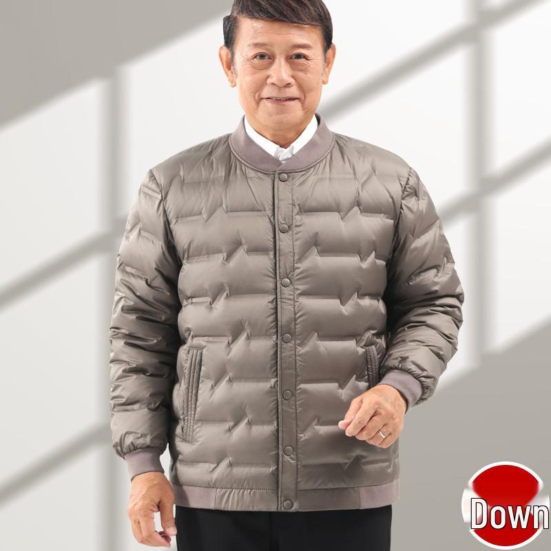 

Men s 90% Down Jacket: Warm, Fluffy & Loose Fit for Middle-Aged and Elderly XXL хакі