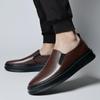 Men's Large Size Genuine Leather Slip-on Loafers - Breathable and Versatile White Shoes in Size 45-47