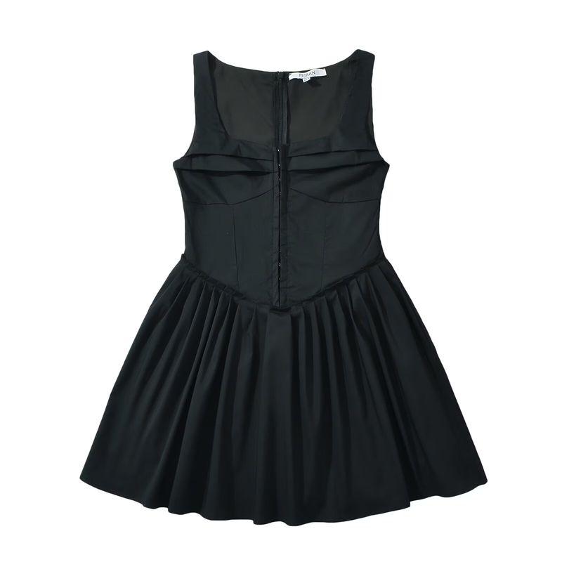

Kaslead New Arrival Women s Clothing Fashion Style Fashion Casual Minimalist Pleated Mini Sleeveless Short Dress Black L