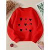 Kids Crewneck Sweatshirt Featuring Black Hearts On a White Backdrop, Machine Washing for Spring And Autumn, Soft And Comfy , Designed for Children